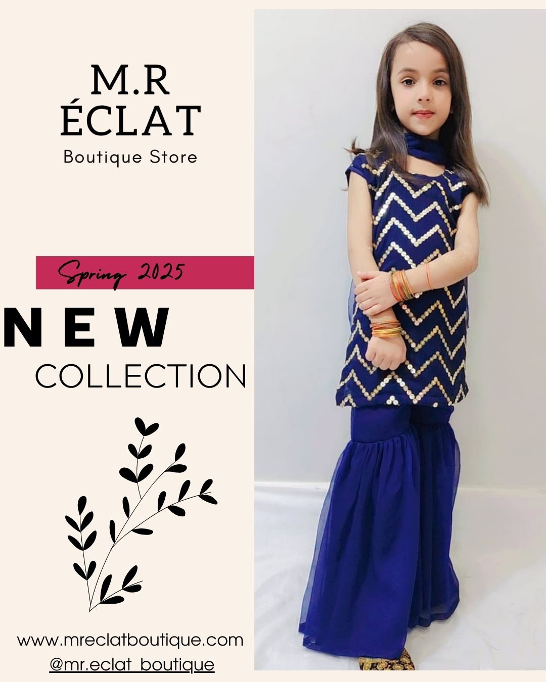 Elegant Sequin Kids Sharara Set – Spring 2025 Collection