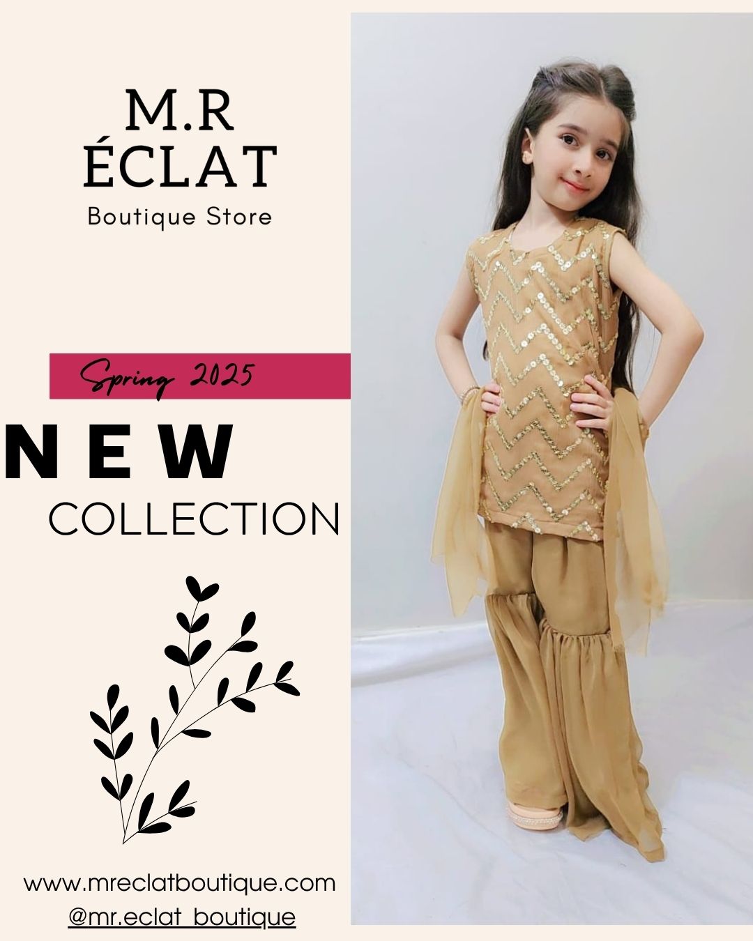 Elegant Sequin Kids Sharara Set – Spring 2025 Collection