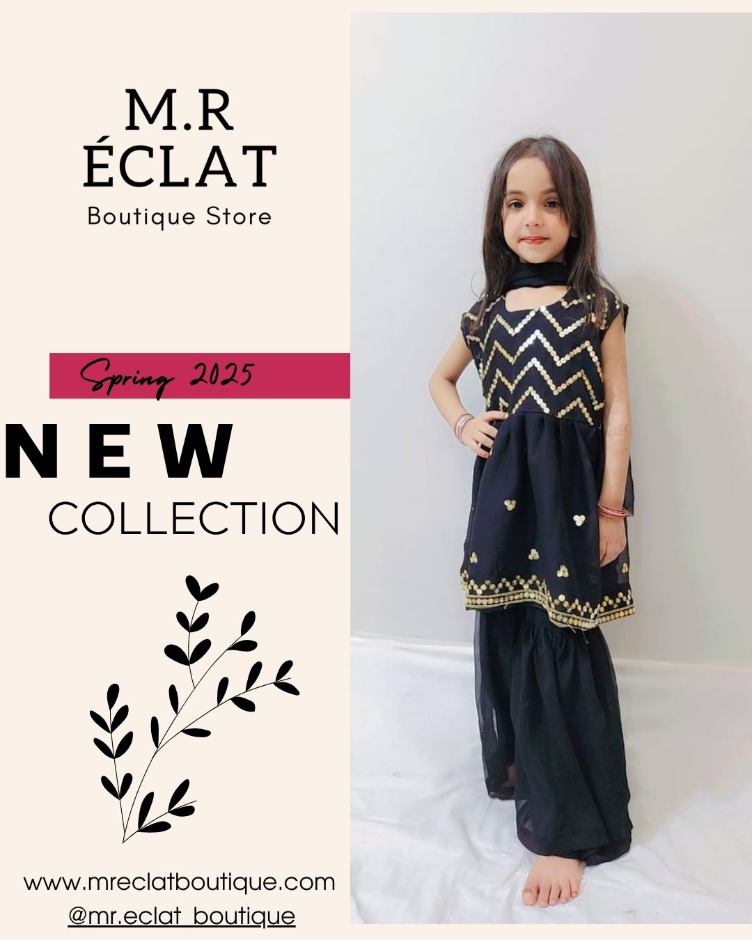 Elegant Sequin Kids Sharara Set – Spring 2025 Collection