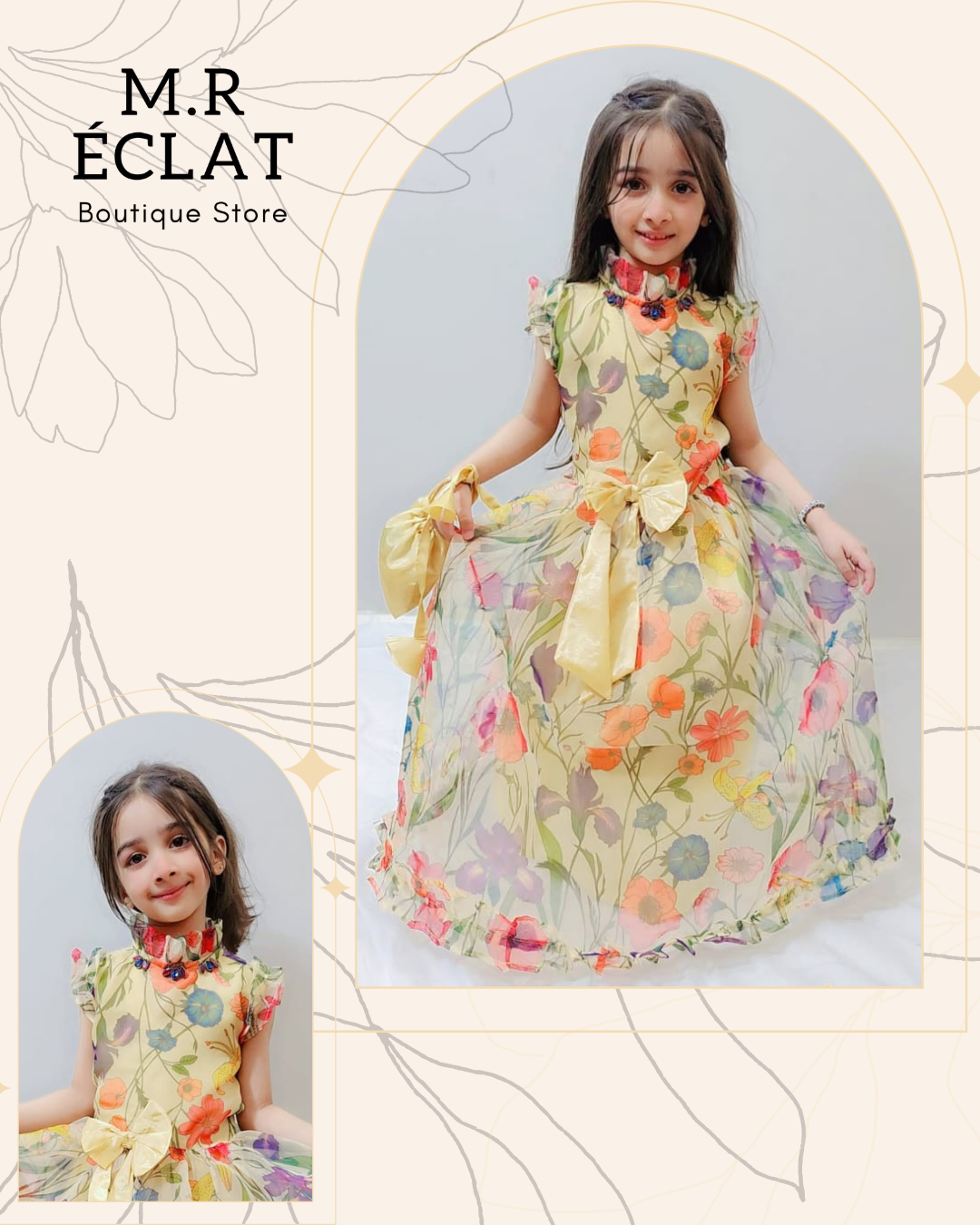 Elegant Red Floral Princess Dress for Girls – Festive & Party Wear